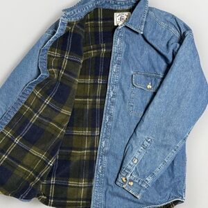 Vintage American Blue Blanket Lined Denim Jacket Mens Large L Blue Button Down